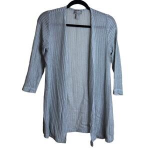 Chico's Open Front Knit Metallic Shimmer Silver Sweater Cardigan Size 0 / Small